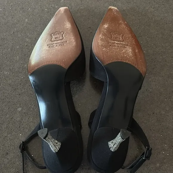 Stuart Weitzman Slingback Rhinestone Kitten Heels 7.5
