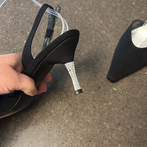 Stuart Weitzman Slingback Rhinestone Kitten Heels 7.5