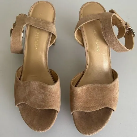 Stuart Weitzman Suede Platform Sandals Sz 7.5