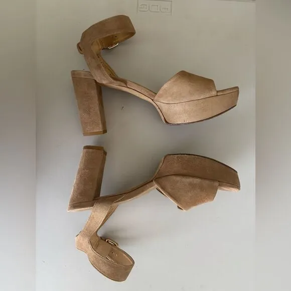 Stuart Weitzman Suede Platform Sandals Sz 7.5