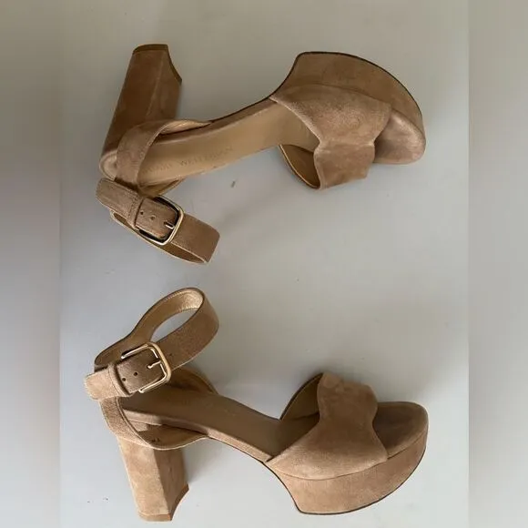 Stuart Weitzman Suede Platform Sandals Sz 7.5
