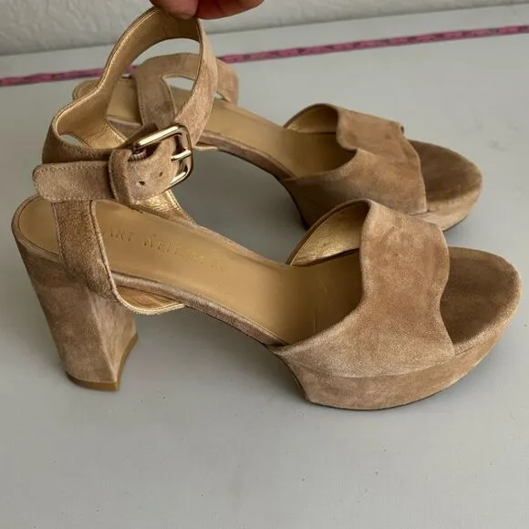 Stuart Weitzman Suede Platform Sandals Sz 7.5