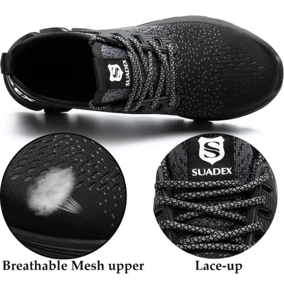 SUADEX Steel Toe Sneakers for Men Women Indestructible Work Shoes Lightweight