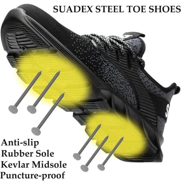 SUADEX Steel Toe Sneakers for Men Women Indestructible Work Shoes Lightweight