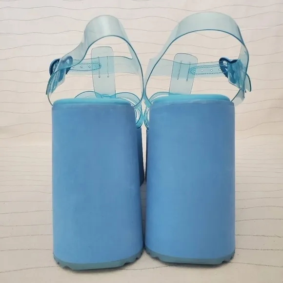 Sugar Thrillz Women Blueberry Sugar Rush Jelly Platform Sandals Blue Size 8M EUC