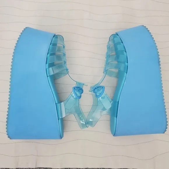 Sugar Thrillz Women Blueberry Sugar Rush Jelly Platform Sandals Blue Size 8M EUC