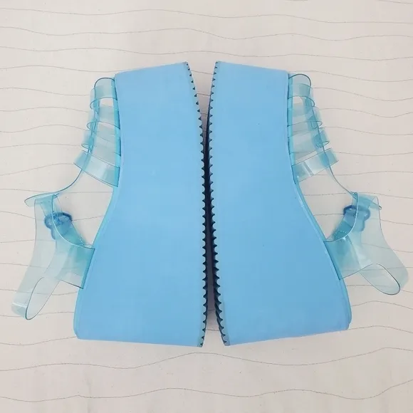 Sugar Thrillz Women Blueberry Sugar Rush Jelly Platform Sandals Blue Size 8M EUC