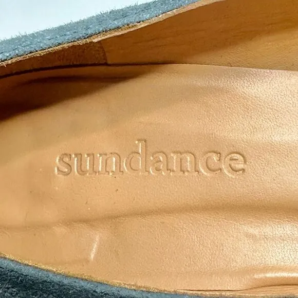Sundance Blue Tan Suede Block Heel Pointed Toe Shoes Womens US Size 6-6.5 (37)