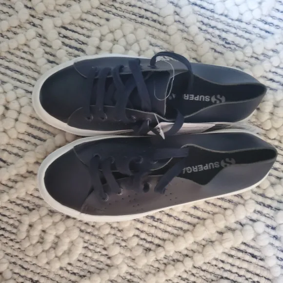 Superga Leather Sneakers Trainers 2750 Navy Blue Euro 36 Women's 6 Men's 4.5