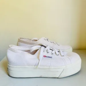 SUPERGA white platform shoes W7 M 5.5