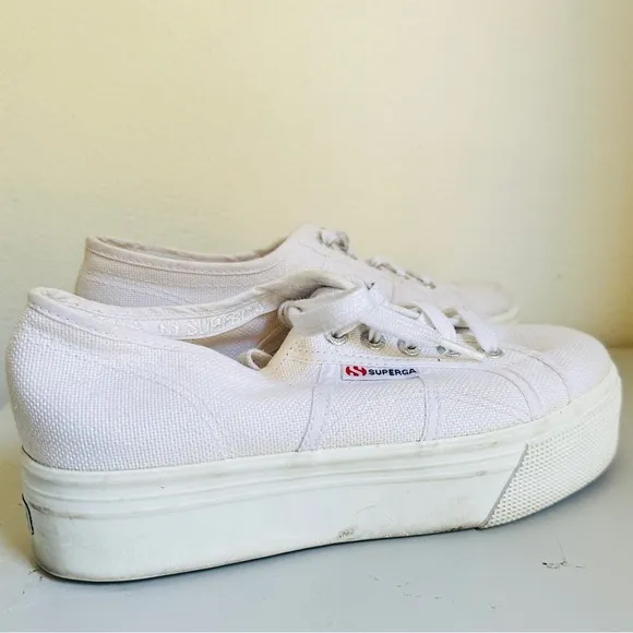 SUPERGA white platform shoes W7 M 5.5