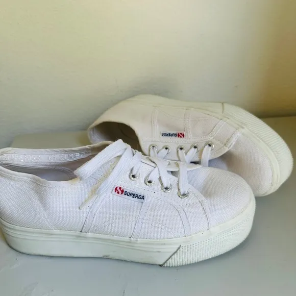 SUPERGA white platform shoes W7 M 5.5
