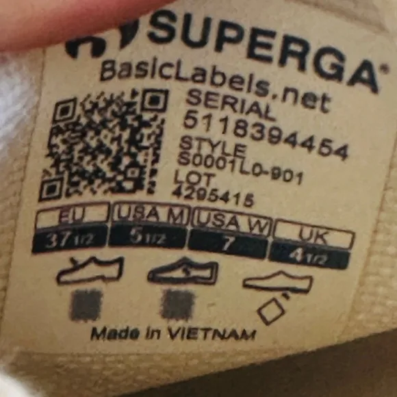 SUPERGA white platform shoes W7 M 5.5