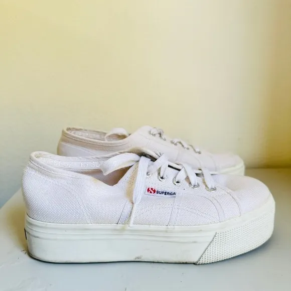 SUPERGA white platform shoes W7 M 5.5