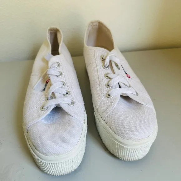 SUPERGA white platform shoes W7 M 5.5