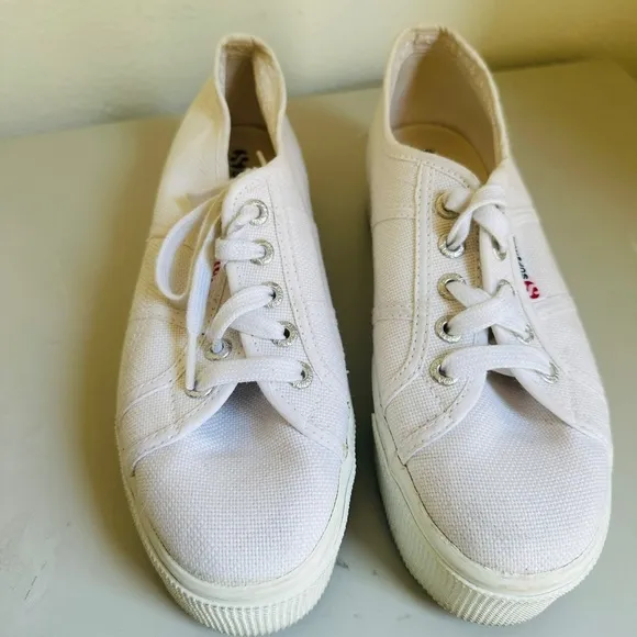 SUPERGA white platform shoes W7 M 5.5