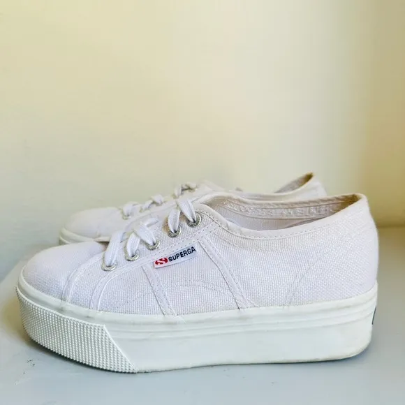 SUPERGA white platform shoes W7 M 5.5