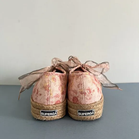Superga x LoveShackFancy 2730 Tokyo Pink Floral Espadrille Platform Sneakers