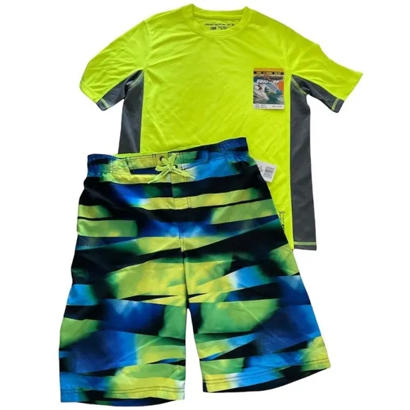 Swim Trunks Sun Protection Set Shirt Swim Shorts Surf Top 2 pc set Boys XL 18-20