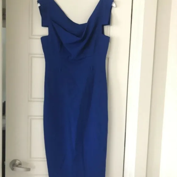 Sz 8 Black Halo Classic 'Jackie O' Sheath Dress Blue cobalt