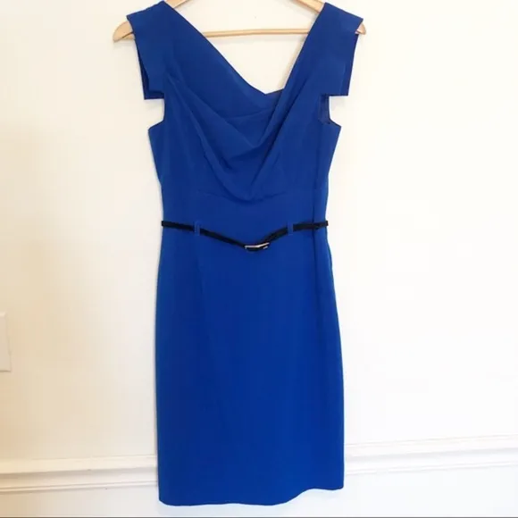 Sz 8 Black Halo Classic 'Jackie O' Sheath Dress Blue cobalt