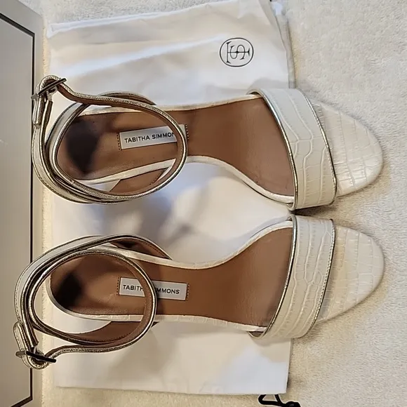 Tabitha Simmons Leticia Embossed Croc heel sandals, NIB