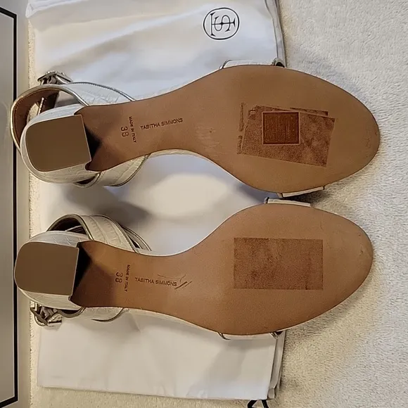 Tabitha Simmons Leticia Embossed Croc heel sandals, NIB