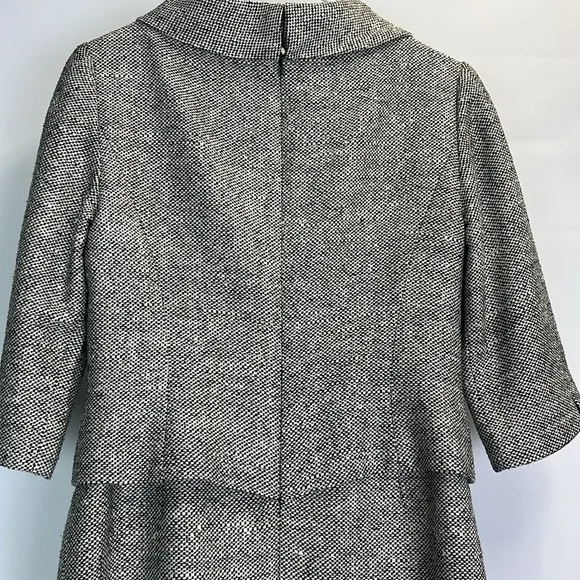 Talbots Petites Pure Silk Tweed Black White Dress Classic