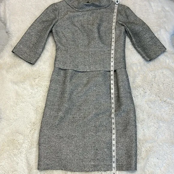 Talbots Petites Pure Silk Tweed Black White Dress Classic