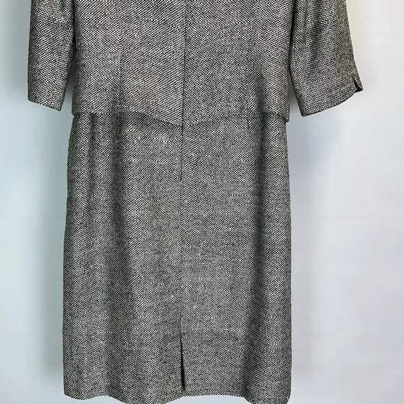 Talbots Petites Pure Silk Tweed Black White Dress Classic