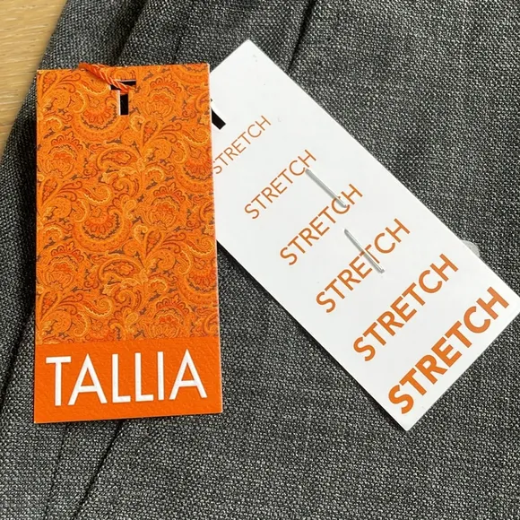 Tallia Men’s Classic Fit Stretch Solid Grey Suit Dress Pants 38Wx30L