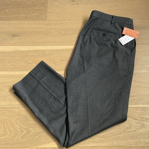 Tallia Men’s Classic Fit Stretch Solid Grey Suit Dress Pants 38Wx30L