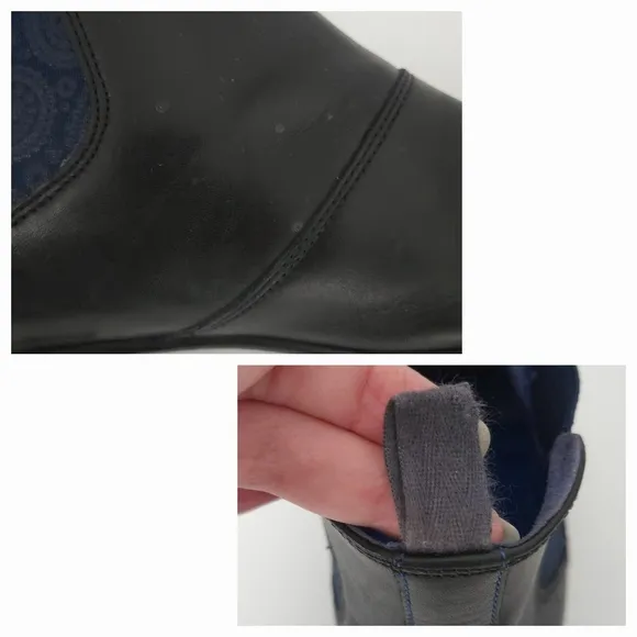 Ted Baker Black Leather &amp; Blue Paisley Hourb 2 Men's Chelsea Boots