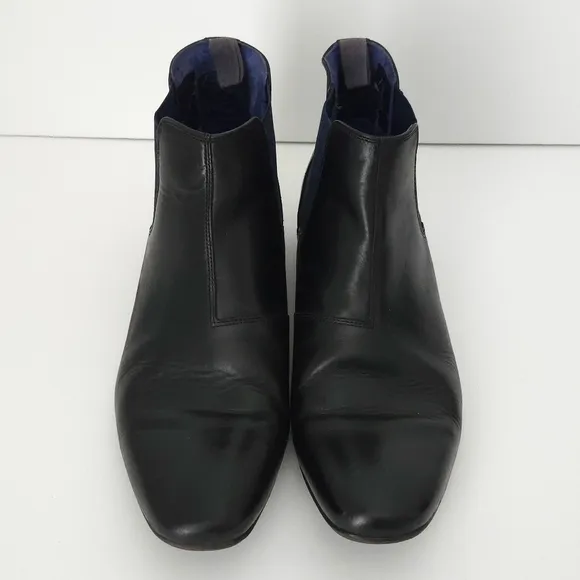 Ted Baker Black Leather &amp; Blue Paisley Hourb 2 Men's Chelsea Boots