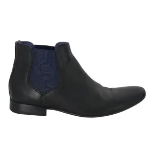 Ted Baker Black Leather &amp; Blue Paisley Hourb 2 Men's Chelsea Boots