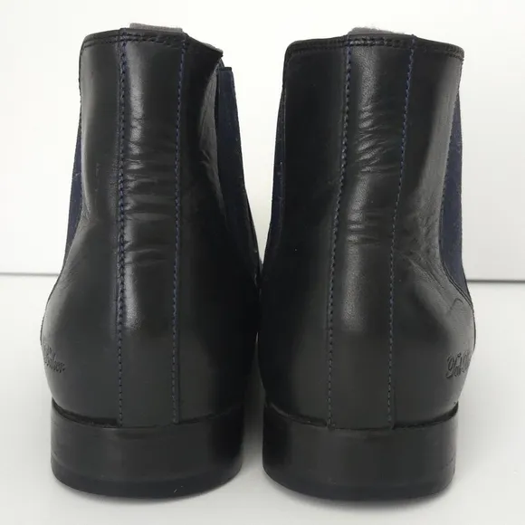 Ted Baker Black Leather &amp; Blue Paisley Hourb 2 Men's Chelsea Boots