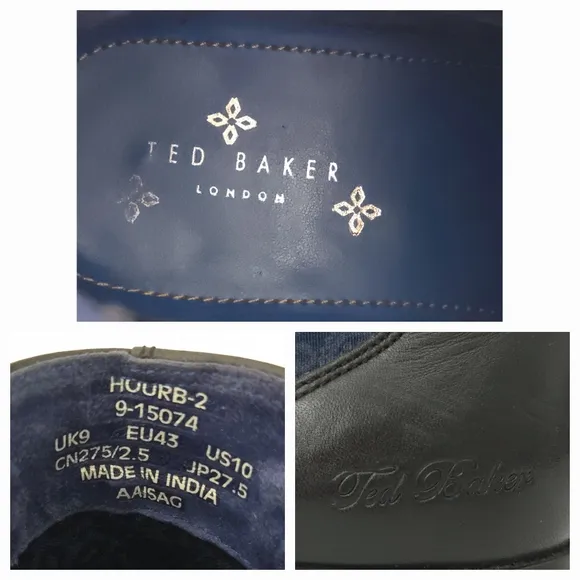 Ted Baker Black Leather &amp; Blue Paisley Hourb 2 Men's Chelsea Boots