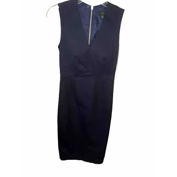 Ted Baker London Elenii Women's Midi Dress Navy Blue Size 0 MSRP $295.00 Classic