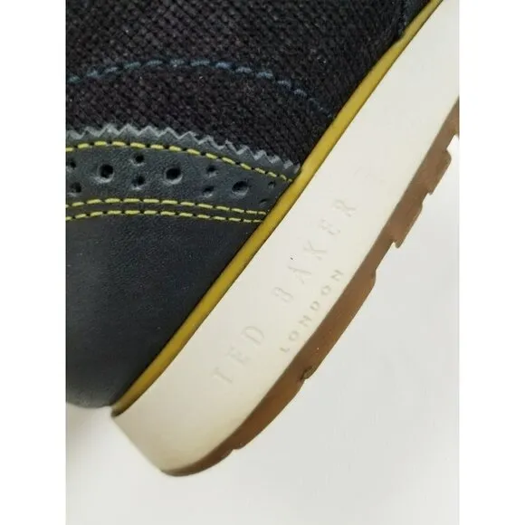 ted‎ baker london Shindl mens Tennis shoes leather blue yellow size 9 lace up