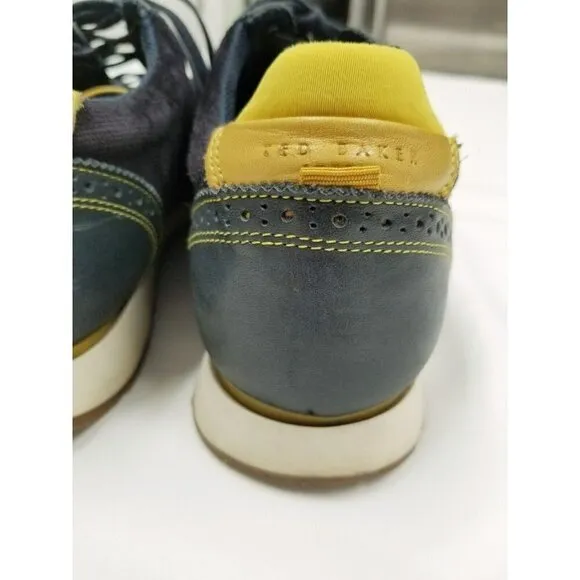ted‎ baker london Shindl mens Tennis shoes leather blue yellow size 9 lace up