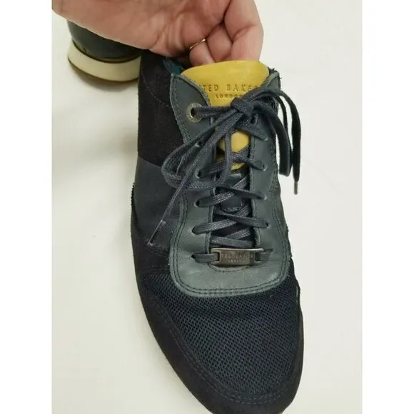 ted‎ baker london Shindl mens Tennis shoes leather blue yellow size 9 lace up
