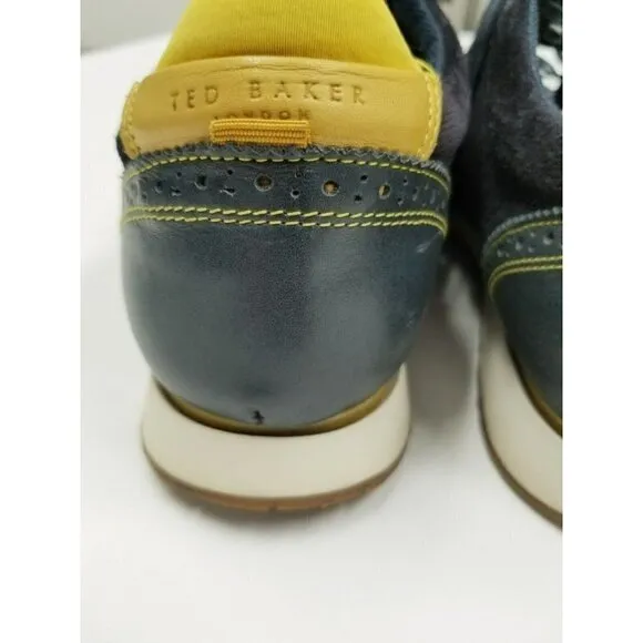 ted‎ baker london Shindl mens Tennis shoes leather blue yellow size 9 lace up
