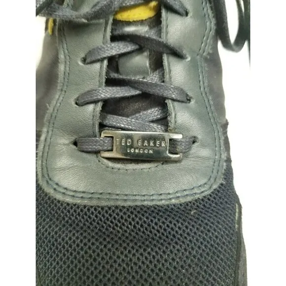 ted‎ baker london Shindl mens Tennis shoes leather blue yellow size 9 lace up