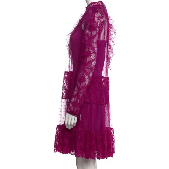 Temperley London Elegant Lace Magenta Dress Size 8