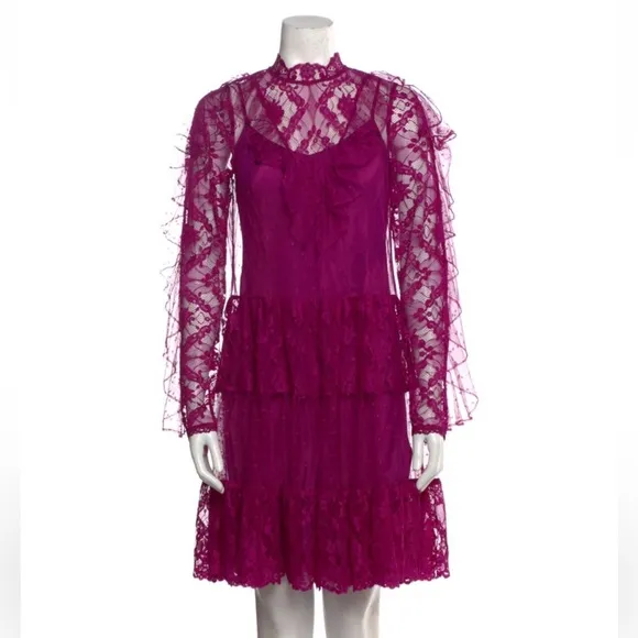 Temperley London Elegant Lace Magenta Dress Size 8