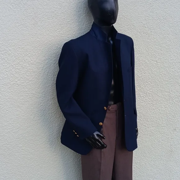 THE CLASSIC COLLECTION MEN'S VINTAGE MIDNIGHT BLUE GOLD BUTTON CLASSIC BLAZER