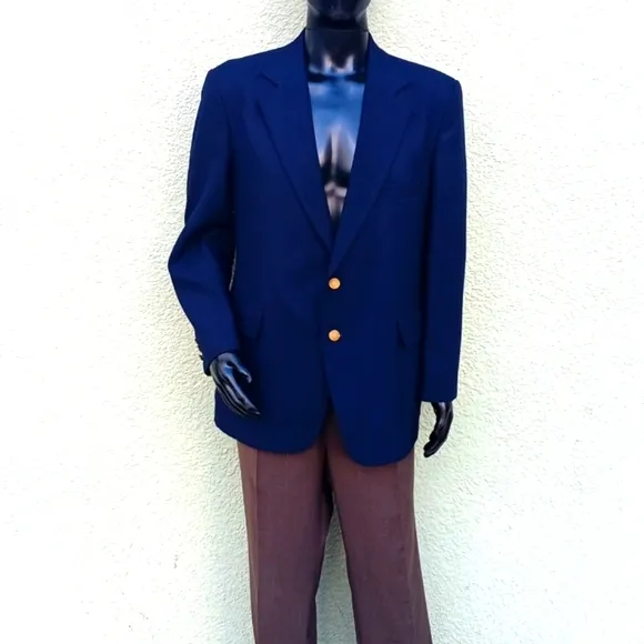 THE CLASSIC COLLECTION MEN'S VINTAGE MIDNIGHT BLUE GOLD BUTTON CLASSIC BLAZER