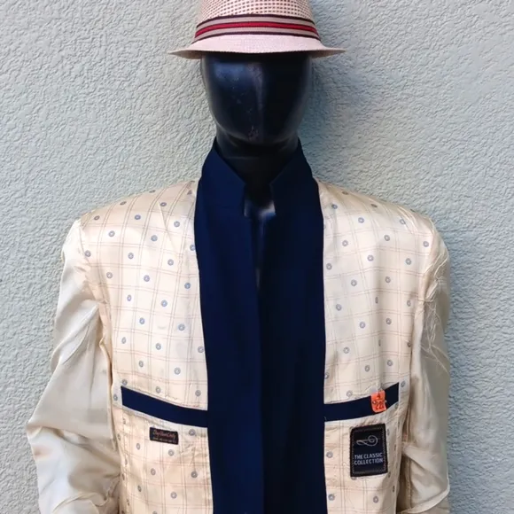 THE CLASSIC COLLECTION MEN'S VINTAGE MIDNIGHT BLUE GOLD BUTTON CLASSIC BLAZER