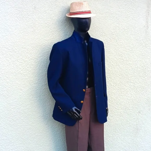 THE CLASSIC COLLECTION MEN'S VINTAGE MIDNIGHT BLUE GOLD BUTTON CLASSIC BLAZER