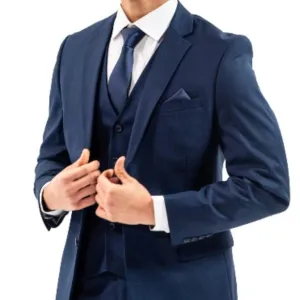The Modern Groom Midnight Blue 3-Piece Suit: Jacket, Pants, Vest, Shirt, Tie